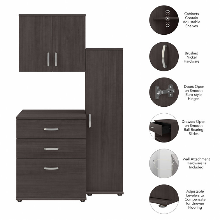 Storm Gray Tall Cabinet with Adjustable Shelving