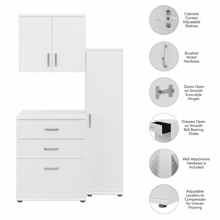 Contemporary White 3-Piece Modular Laundry Storage Set