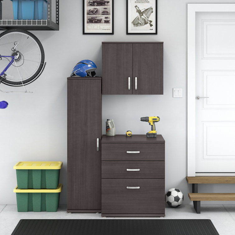 Storm Gray Tall Cabinet with Adjustable Shelving