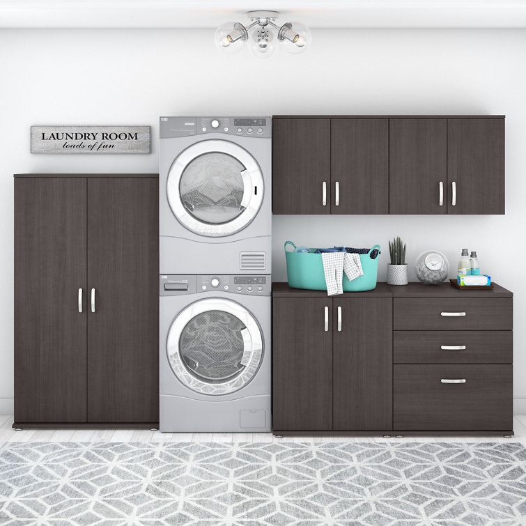 Storm Gray Modular Laundry Room Storage Set with Adjustable Shelving