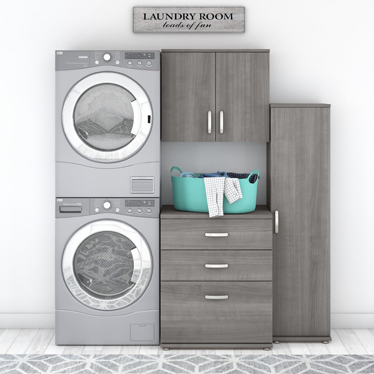 Platinum Gray Modular Laundry Storage Set with Adjustable Shelving