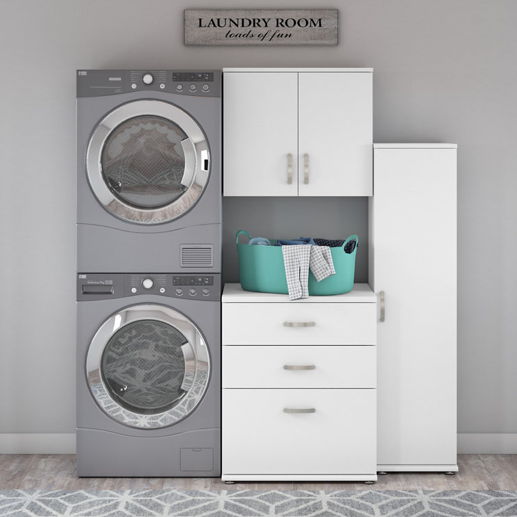 Contemporary White 3-Piece Modular Laundry Storage Set