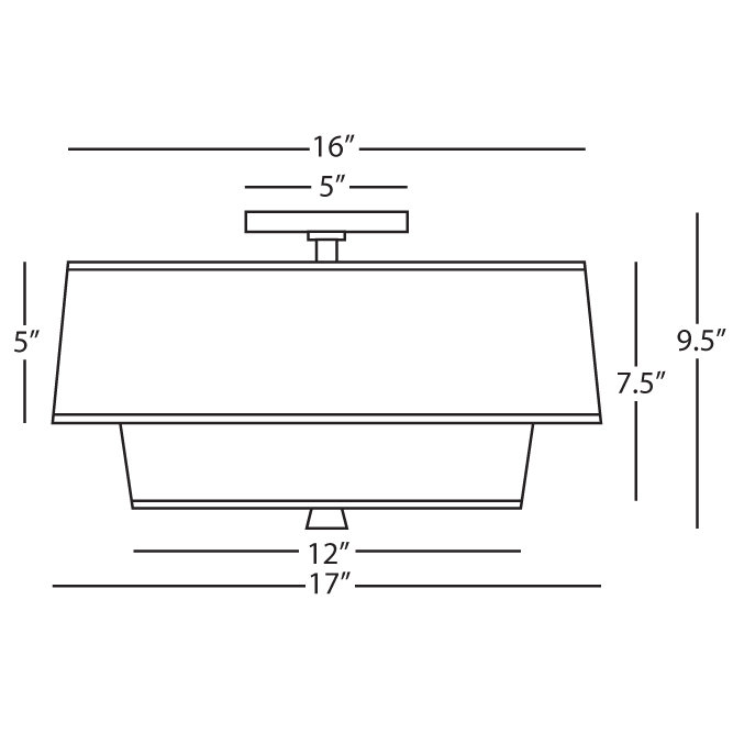 Decker Polished Nickel Dual-Tier Fabric Flush Mount Light