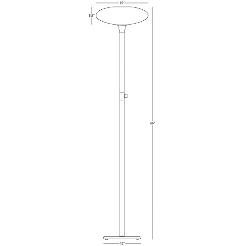 66'' White Frosted Glass and Brass Torchiere Floor Lamp