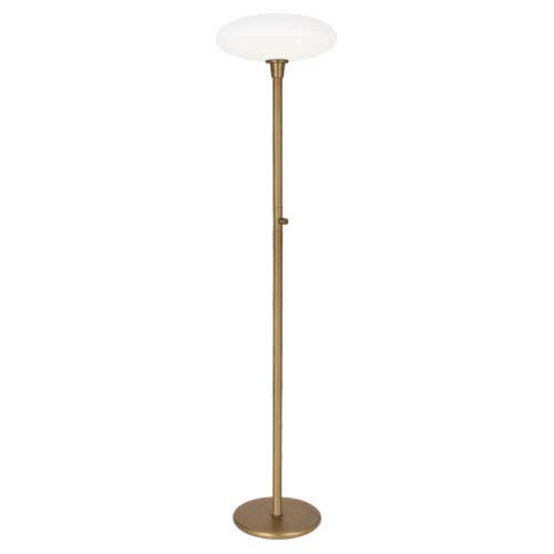 66'' White Frosted Glass and Brass Torchiere Floor Lamp