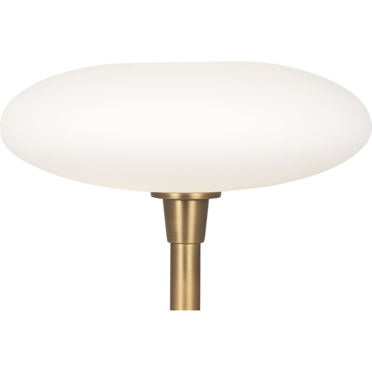 66'' White Frosted Glass and Brass Torchiere Floor Lamp