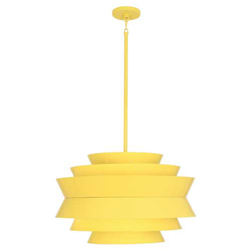 Canary Yellow 14'' Modern Glass Pendant Light with Geometric Design