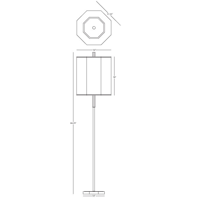 Kate 66.25'' Black Brass Floor Lamp with Fabric Shade