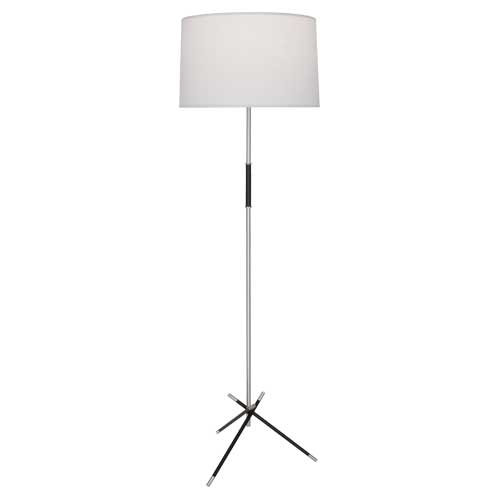 Thatcher Polished Nickel 63" Floor Lamp with Linen Shade