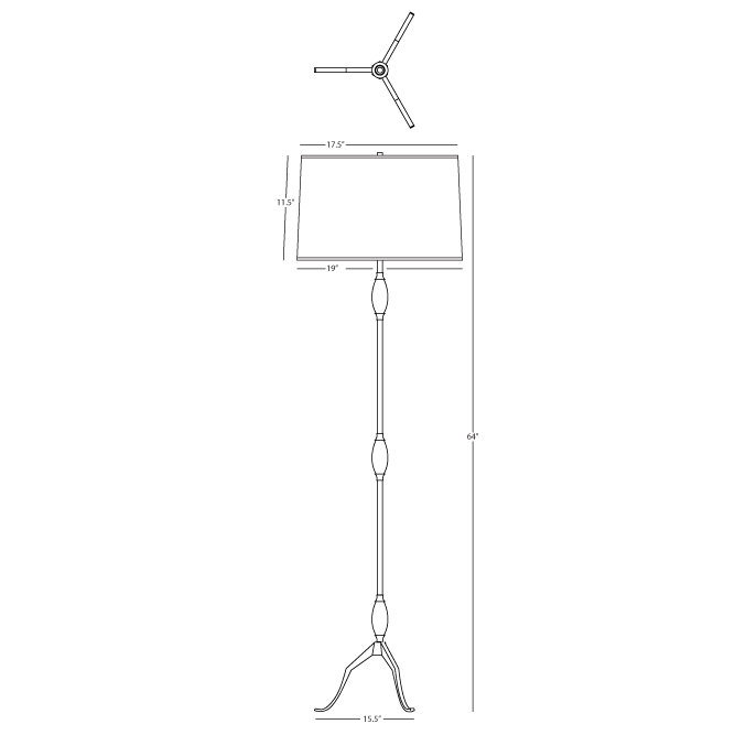 Grace Polished Nickel 64'' Transitional Floor Lamp with Fabric Shade