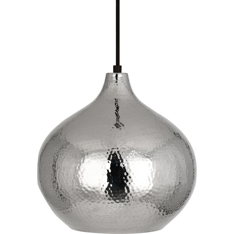 Dal Polished Nickel 12.5" Hammered Pendant Light