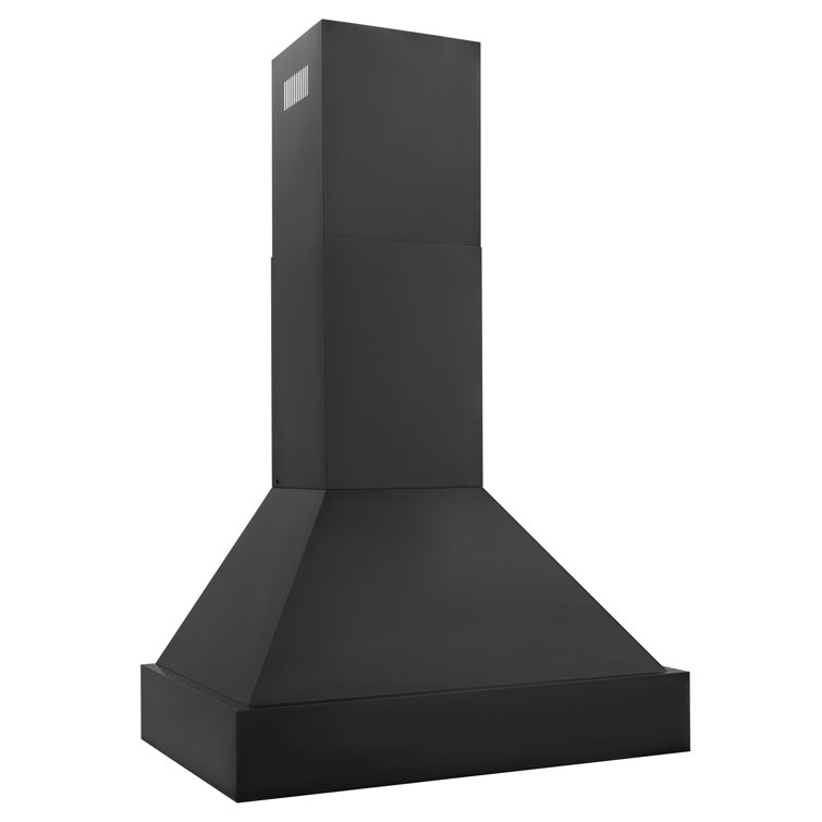 30" Black Stainless Steel Convertible Wall Mount Range Hood