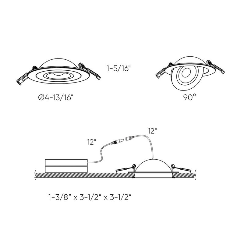 4'' White LED Recessed Lighting Kit with Adjustable Gimbal