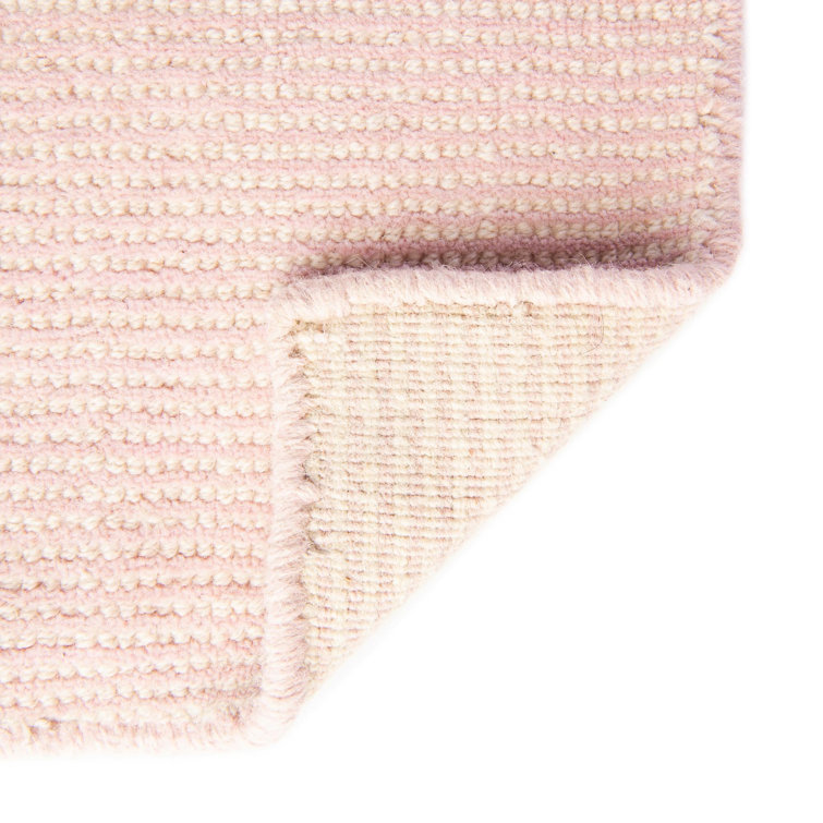 English Rose Pink Wool Rectangular Handmade Area Rug
