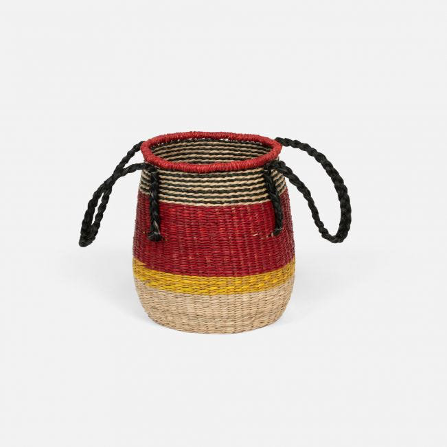 Vibrant Trio Seagrass Round Basket Set with Long Handles