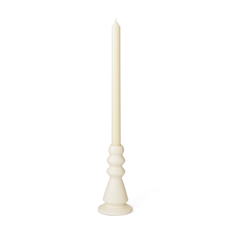 Cream Ceramic Ribbed Taper Candleholder