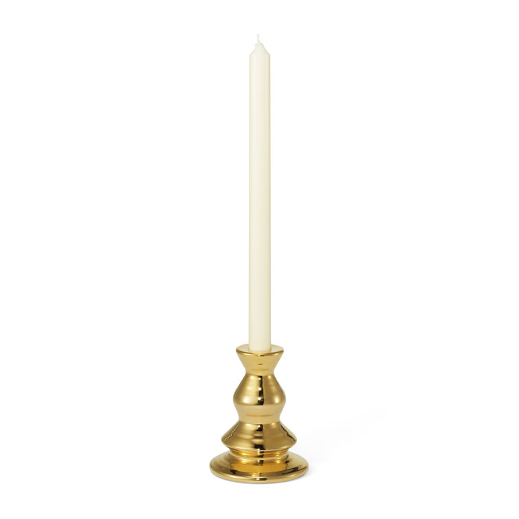 Gold Ceramic Ribbed Hurricane Candlestick