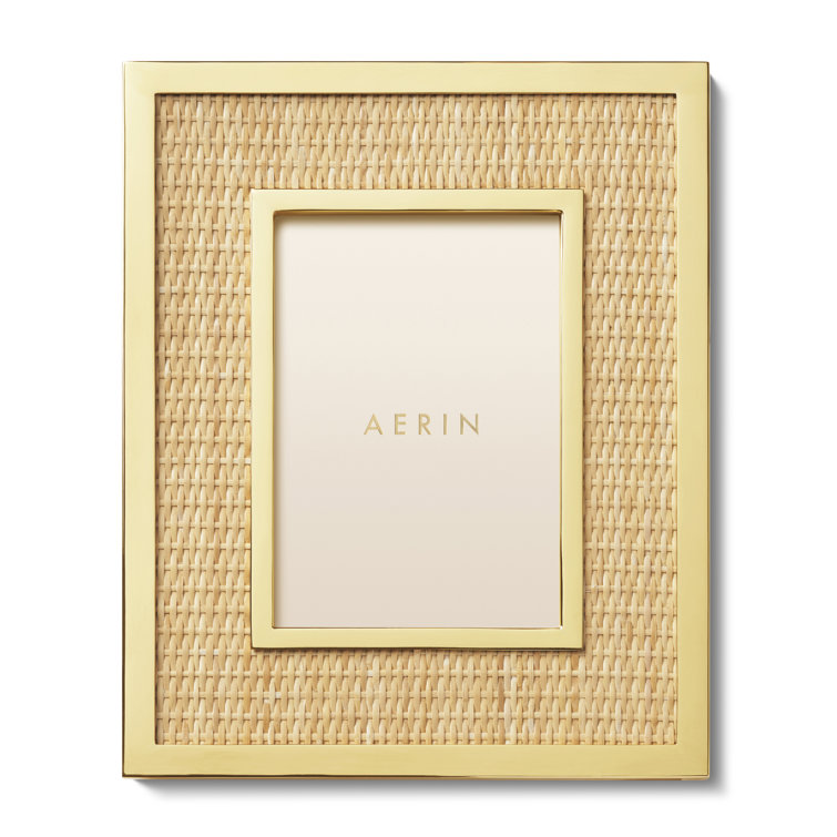 Gold Wicker and Glass Single Picture Frame