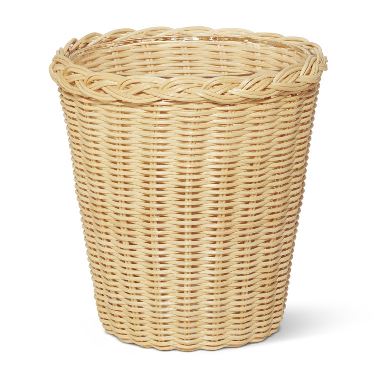 Tulip-Shaped Natural Wicker Vase with Glass Insert