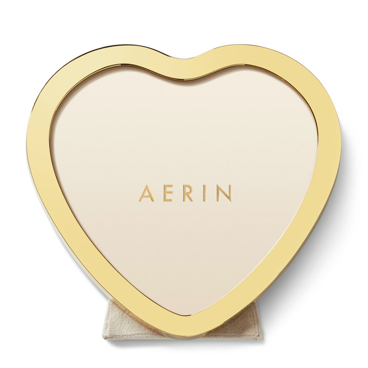 Heart-Shaped Gold Metal Picture Frame with Glass Protector