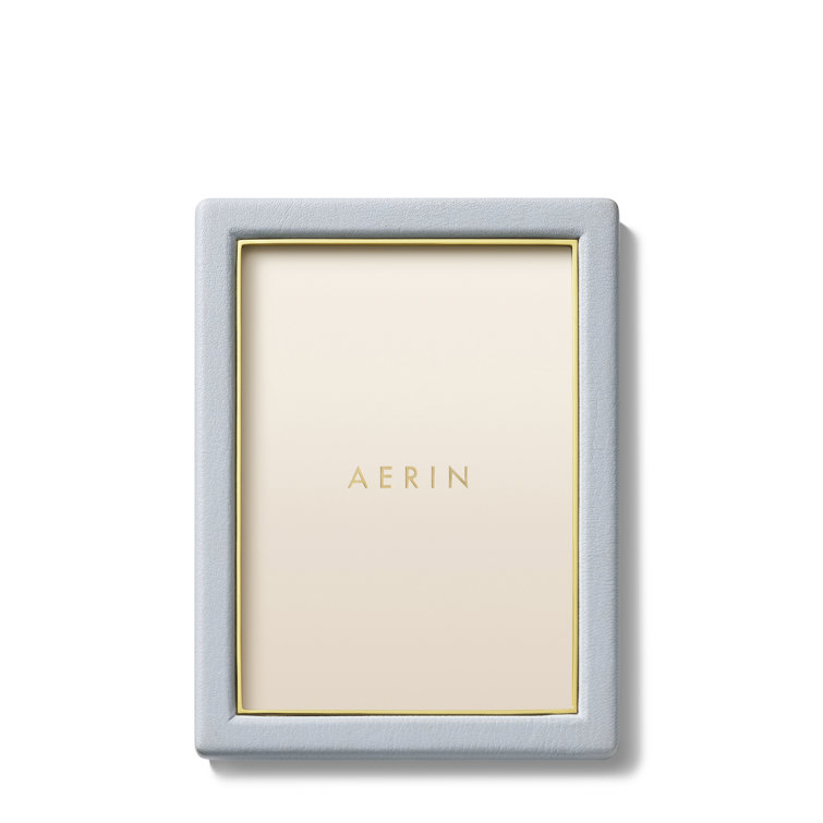 Blue Haze Leather 5" x 7" Picture Frame with Gold Detailing
