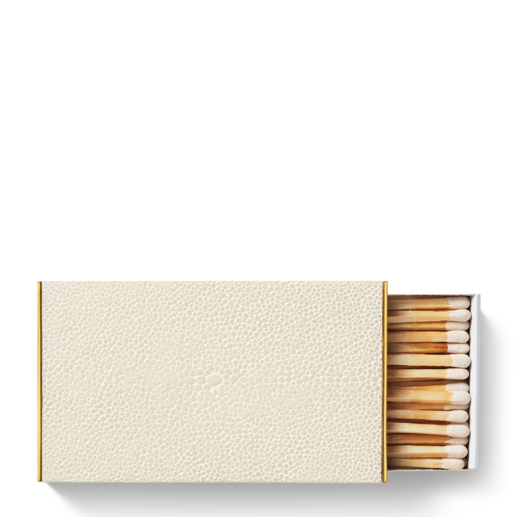 Cream Shagreen Handmade Matchbox Sleeve with Gold Accents