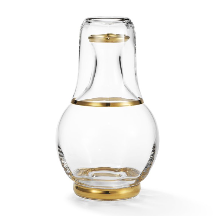 Clear Crystal Carafe with Gold Accents