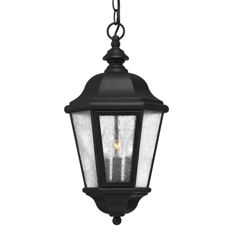 Edgewater Classic 3-Light Black Outdoor Hanging Lantern with Clear Seedy Glass