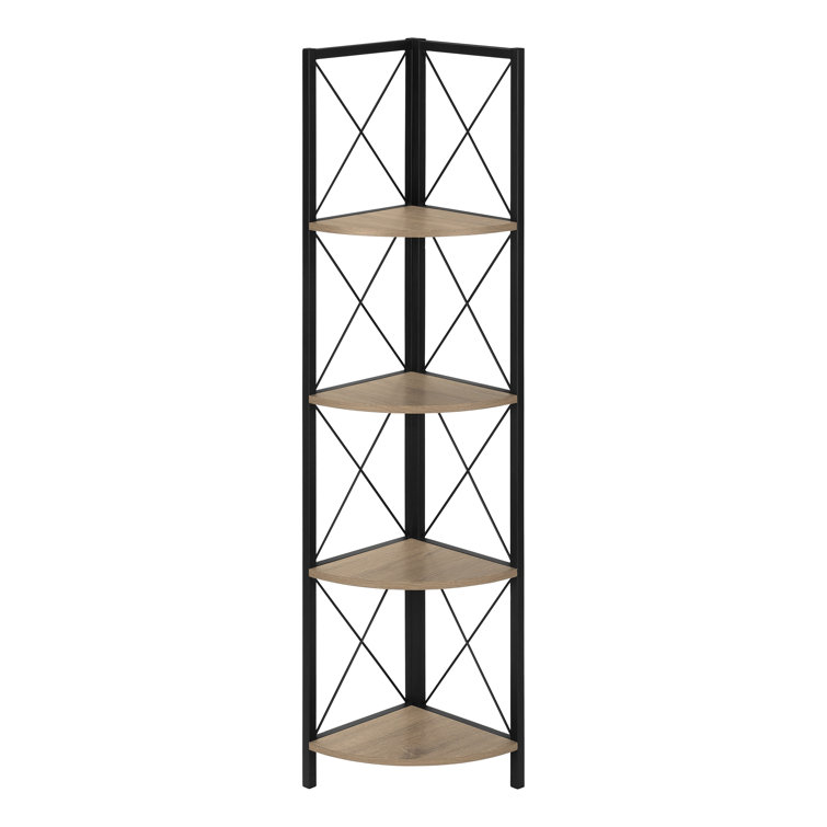 Dark Taupe and Black 4-Tier Corner Etagere Bookcase