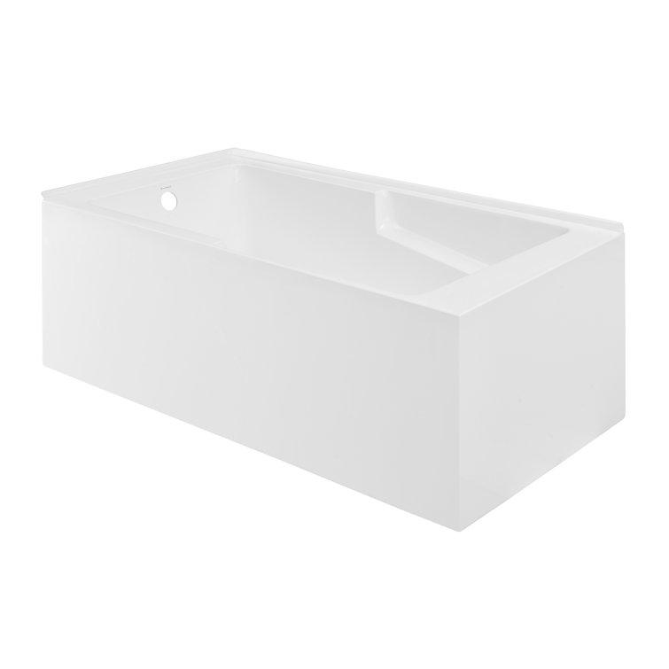 Claire 60" White Acrylic Alcove Bathtub with Corner Apron