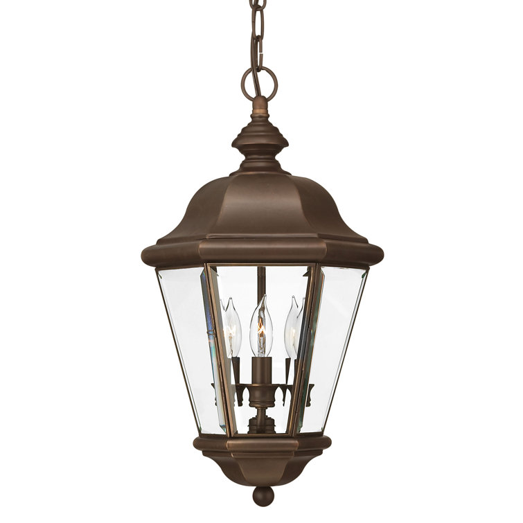 Clifton Park 3-Light Copper Bronze Outdoor Lantern with Clear Glass