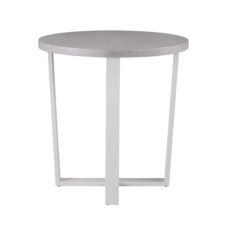 Gray Aluminum Round Outdoor Pub Table with X-base