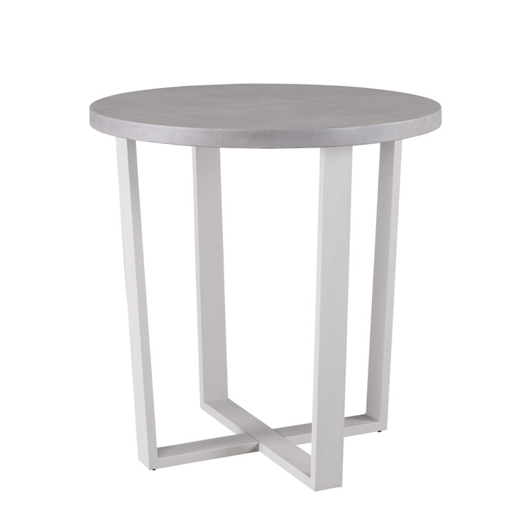 Gray Aluminum Round Outdoor Pub Table with X-base
