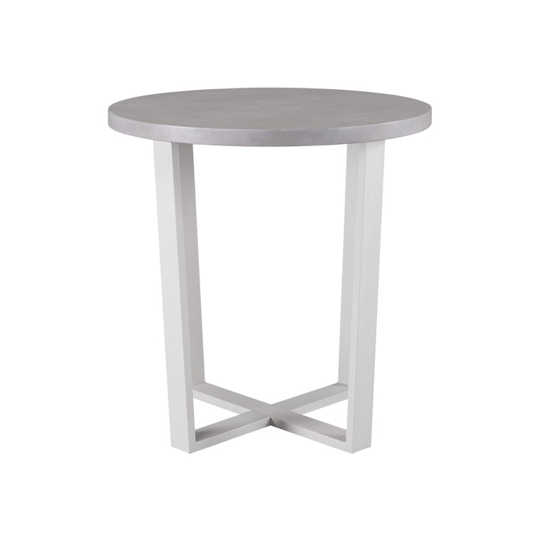 Gray Aluminum Round Outdoor Pub Table with X-base