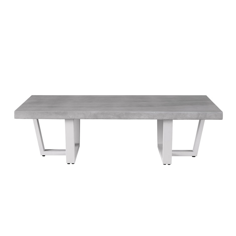 Gray Concrete and Metal Coastal Rectangular Coffee Table
