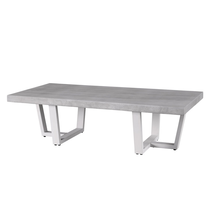 Gray Concrete and Metal Coastal Rectangular Coffee Table