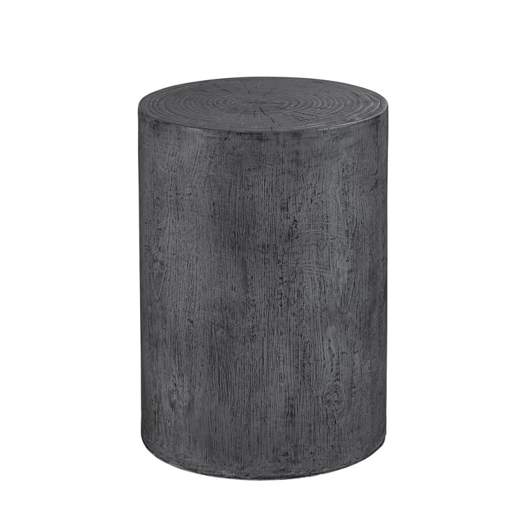 Gray Concrete Round Coastal Outdoor Side Table