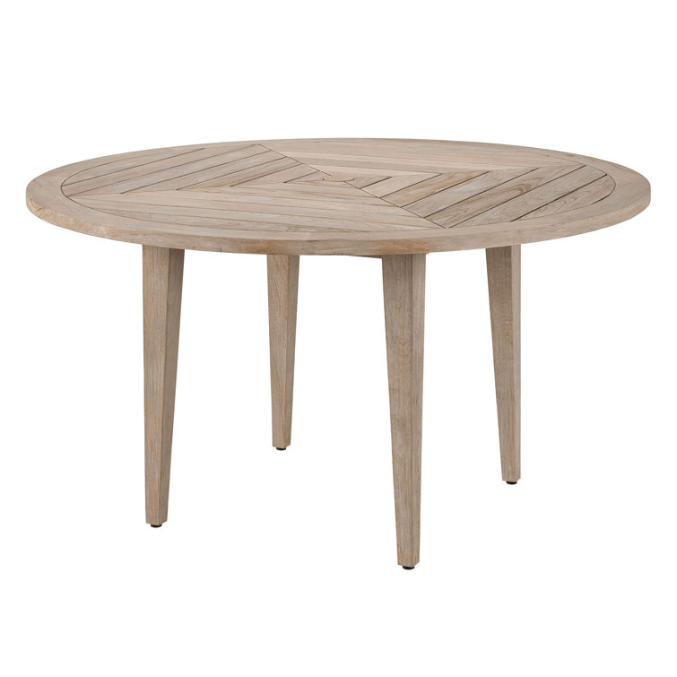 Coastal Beige Teak Round Formal Dining Table