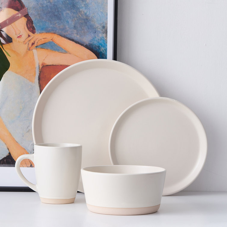 White Ceramic 16-Piece Dinnerware Set, Service for 4