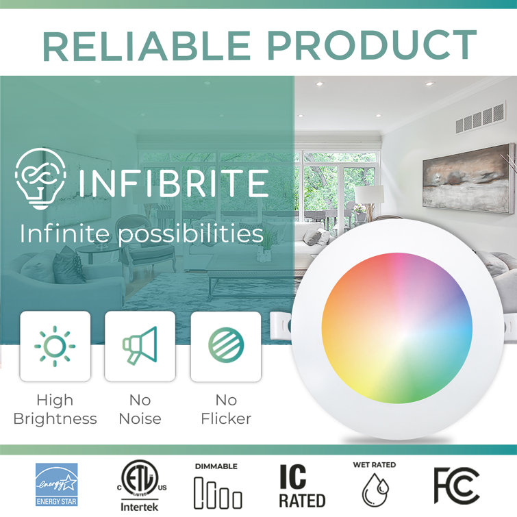 6'' Multicolor LED Smart Recessed Lighting Kit with Metal Hardware