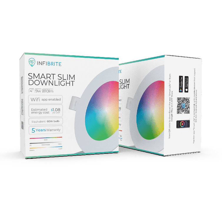 Smart Multi-Color 4-Inch LED Recessed Ceiling Light Set