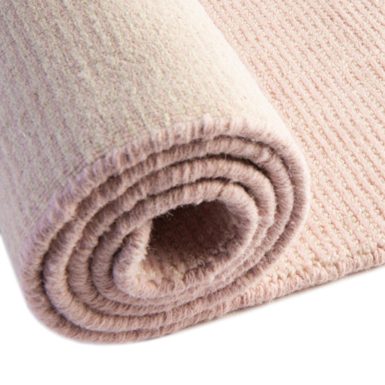 English Rose Pink Wool Rectangular Handmade Area Rug