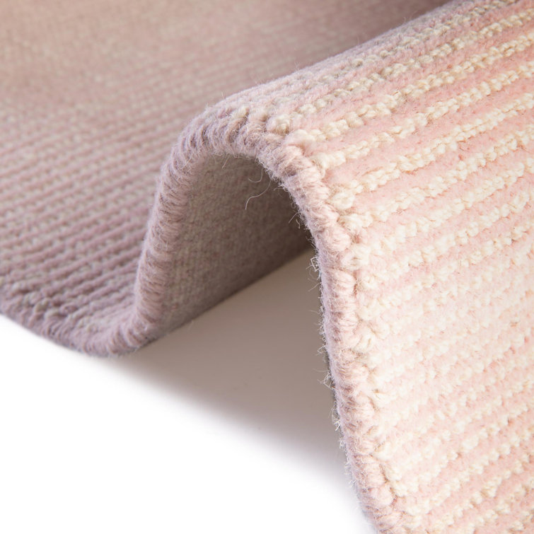 English Rose Pink Wool Rectangular Handmade Area Rug