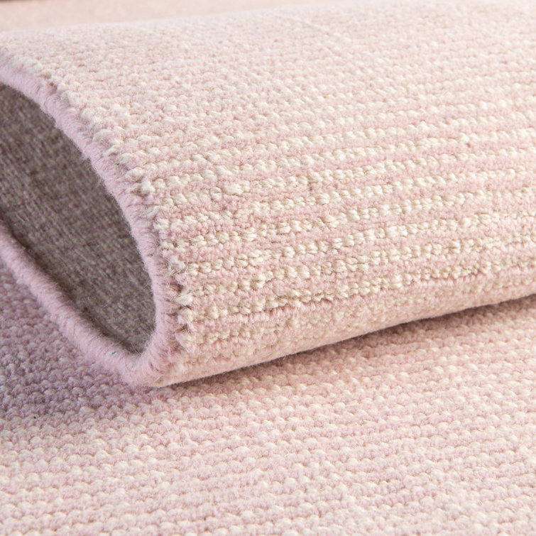 English Rose Pink Wool Rectangular Handmade Area Rug