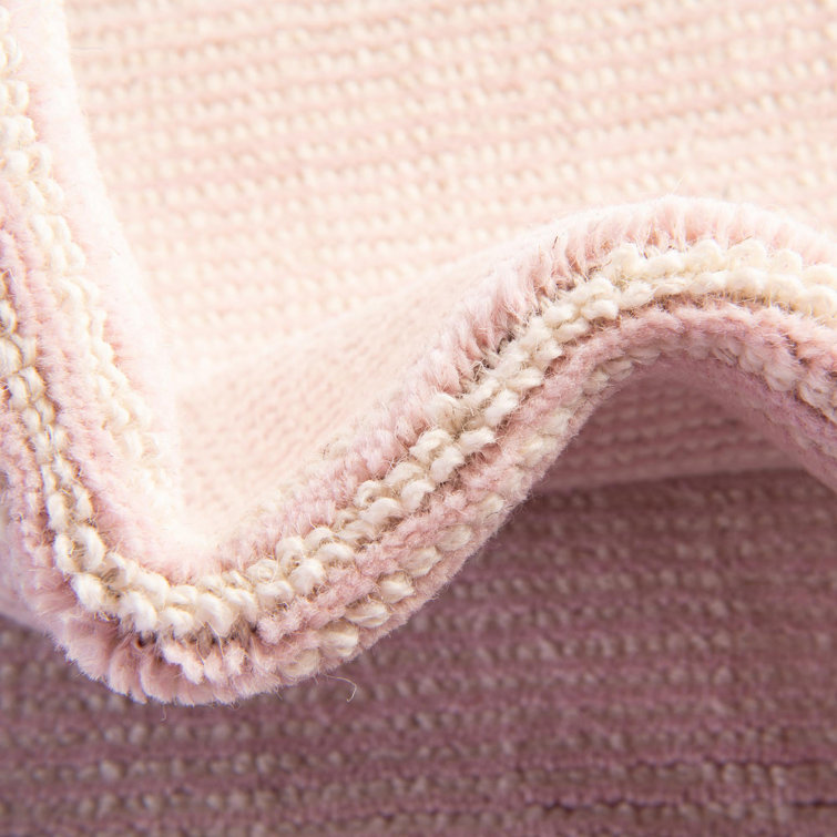 English Rose Pink Wool Rectangular Handmade Area Rug