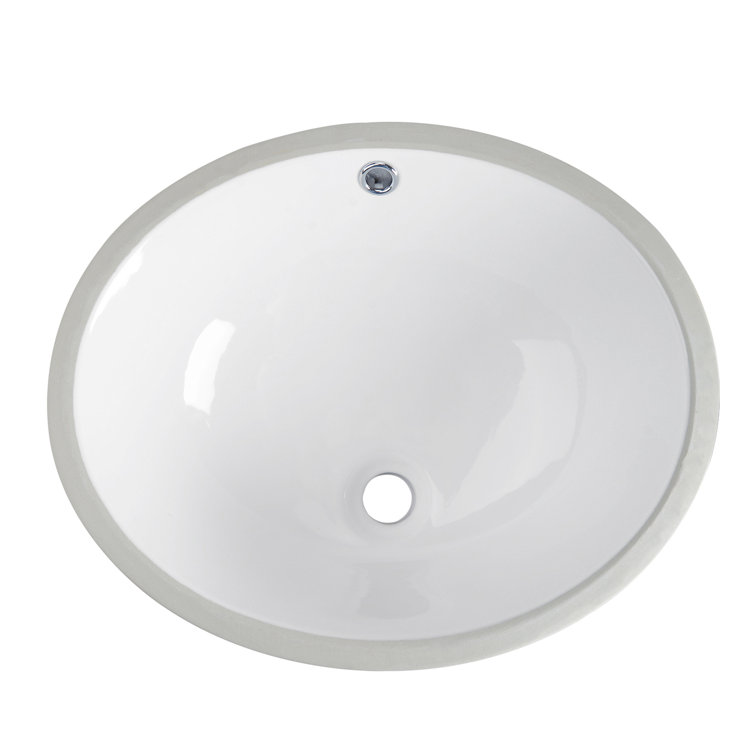 16.54" White Ceramic Oval Undermount Bathroom Sink