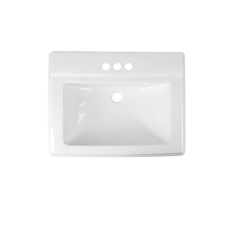 Elegant Apex White Ceramic 34" Rectangular Pedestal Sink with Overflow