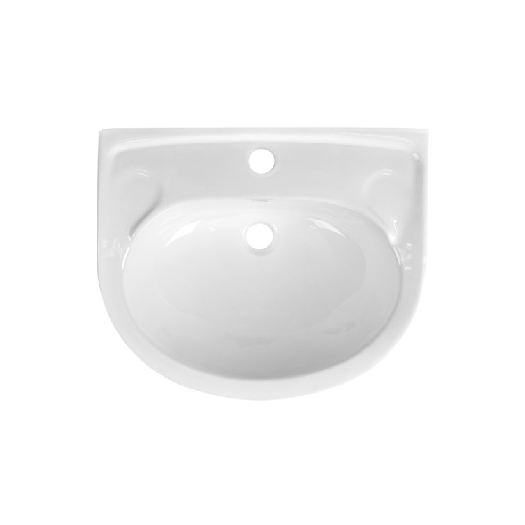 White Ceramic U-Shaped Pedestal Bathroom Sink with Overflow