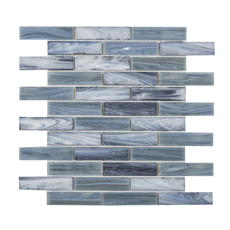 Dorian 1x4 Blue and Gray Glass Brick Joint Mosaic Tile