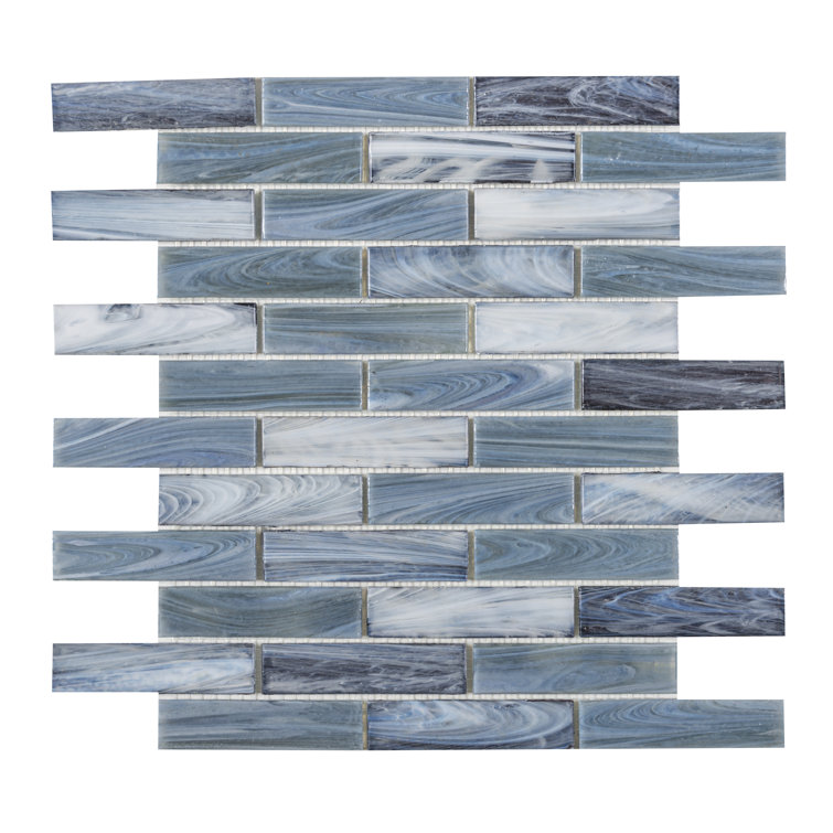 Dorian 1x4 Blue and Gray Glass Brick Joint Mosaic Tile